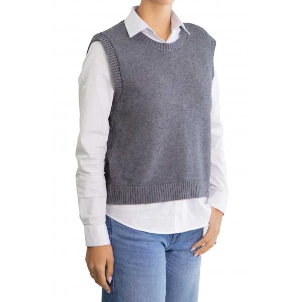 Gilet tinta unita girocollo 